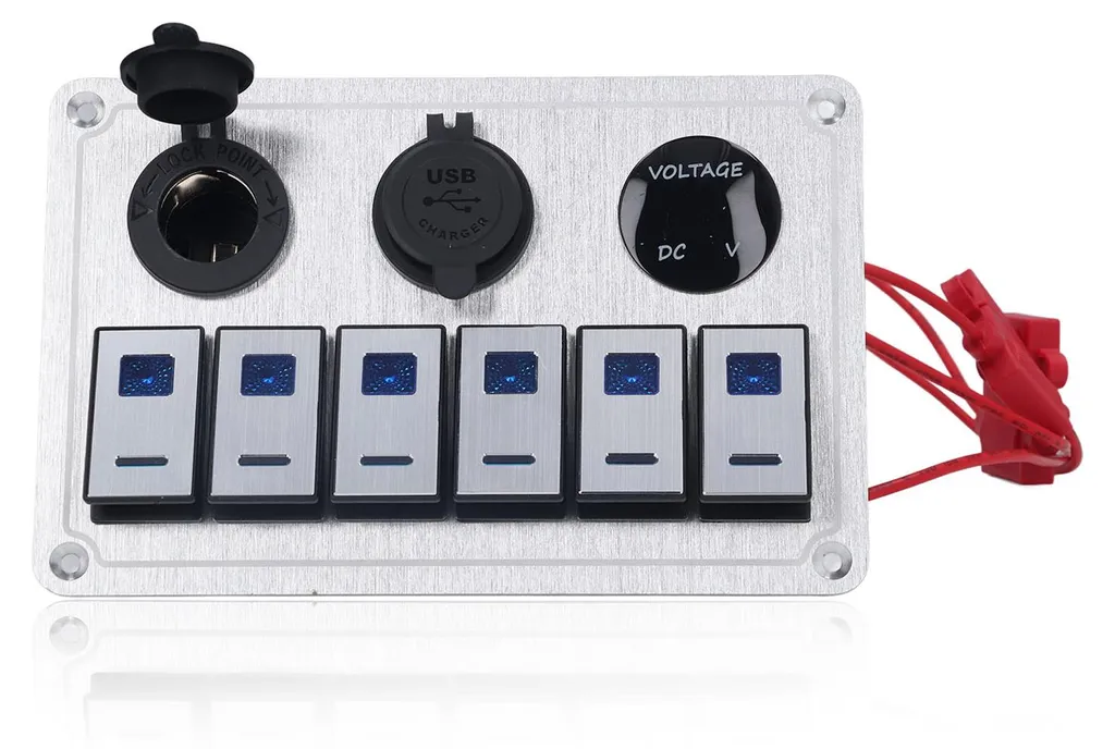 Panneau de switch 6 voies LED bleu USB pour organiser vos commandes