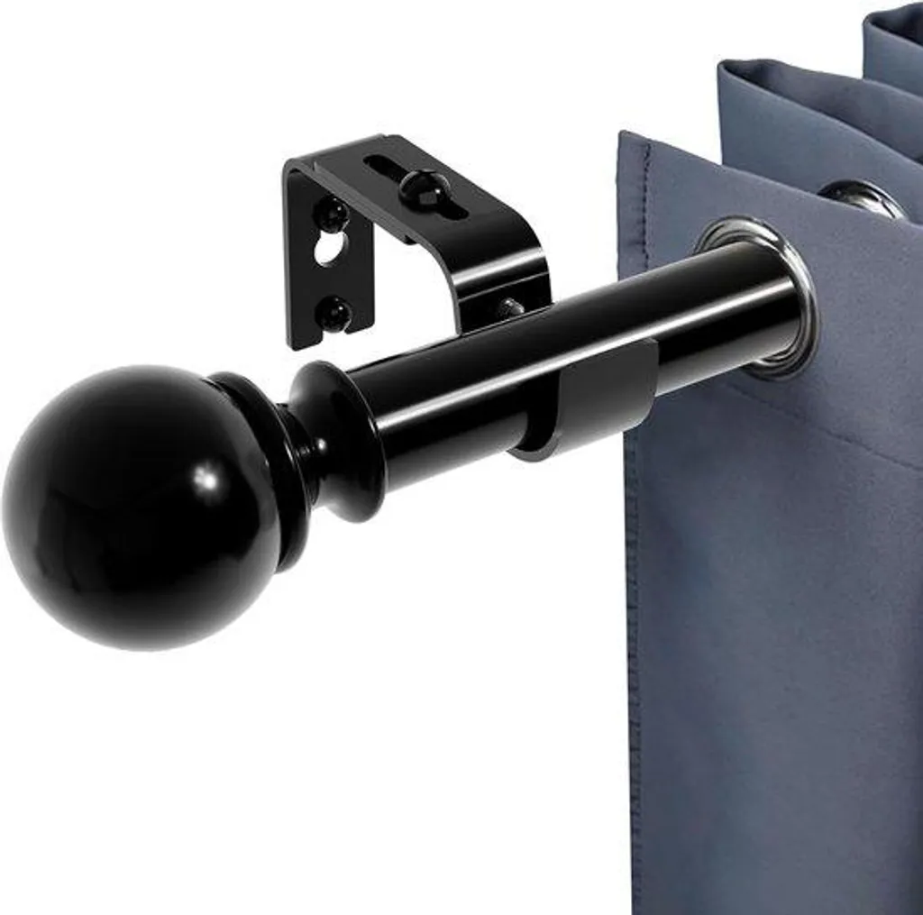 Barre à rideaux noire extensible de 70 à 237 cm et anneaux de pose