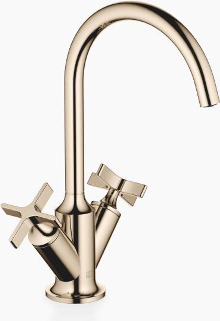 Dornbracht VAIA Waschtisch-Einlochbatterie mit Ablaufgarnitur, Kreuzgriffe, Ausladung 167mm, 22513809-47