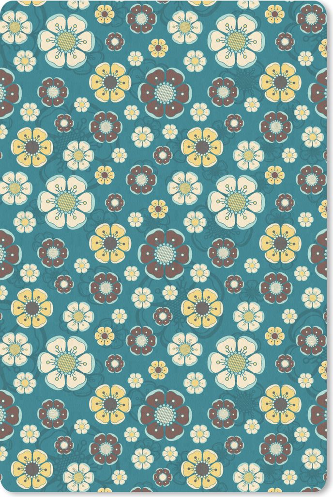MuchoWow Mauspad Mousepad Retro - Blumen - Muster - Blau 40x60 cm - Mousepads - Maus Mat - Pad - Mausunterlage - Schreibtisch Accesoire