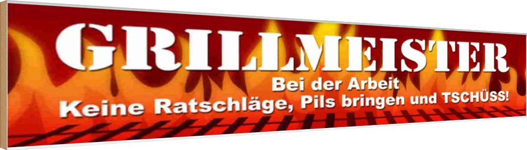 vianmo Holzschild 10x46 cm Grillmeister bei Arbeit Essen Trinken