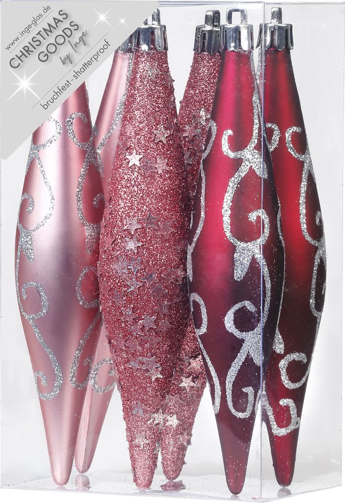 Christbaumschmuck Eiszapfen 15cm Kunststoff 6er Set - Berry Produktbild 