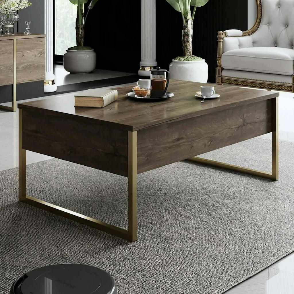 Table Basse de Salon Rectangulaire Noyer Brun 90x60 cm Modèle Lavinia