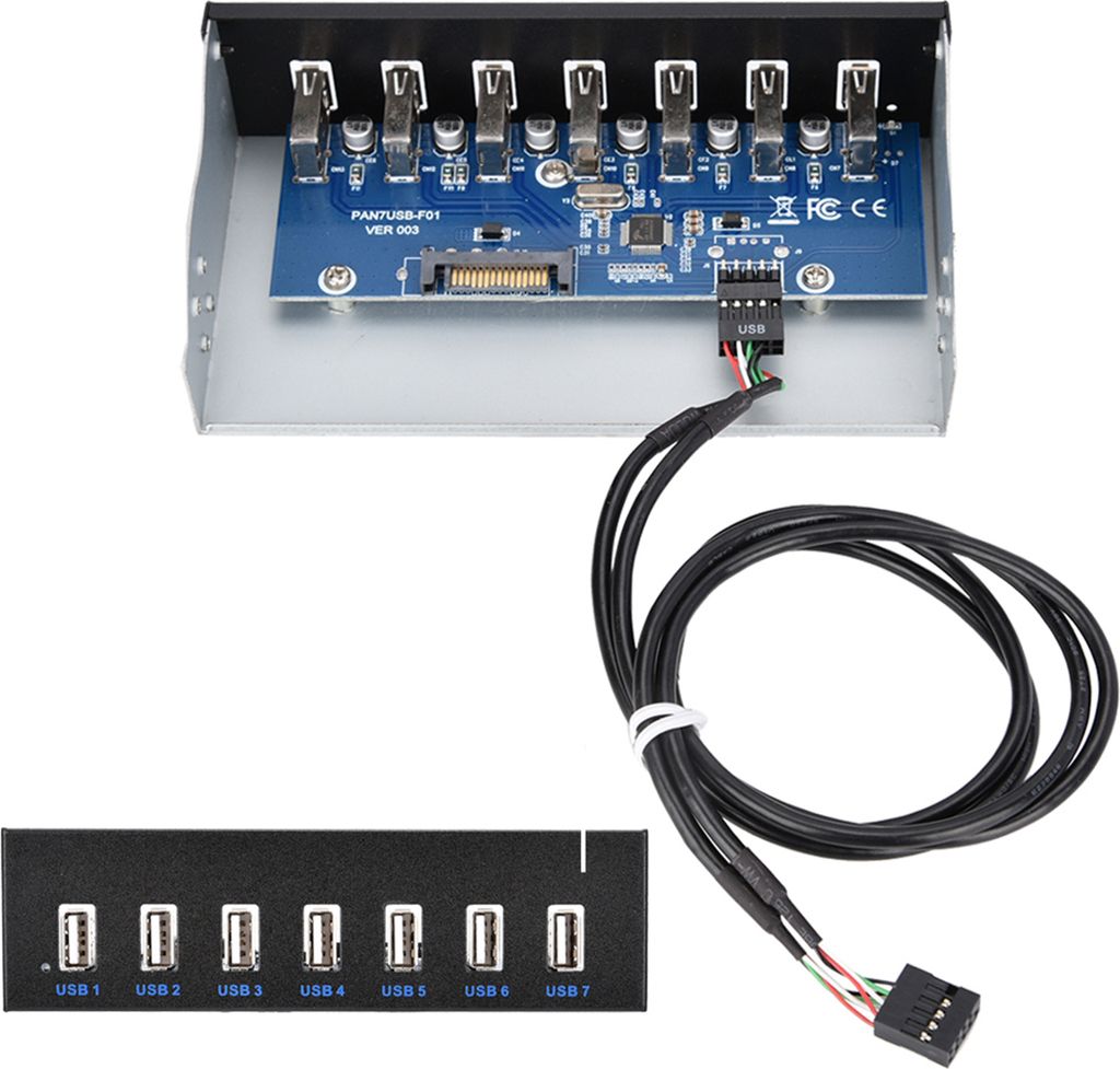 USB-Hub-Box-Panel 7-Port USB 2.0 Verlustfreie Datenübertragung USB-Hub-Laufwerk-Panel