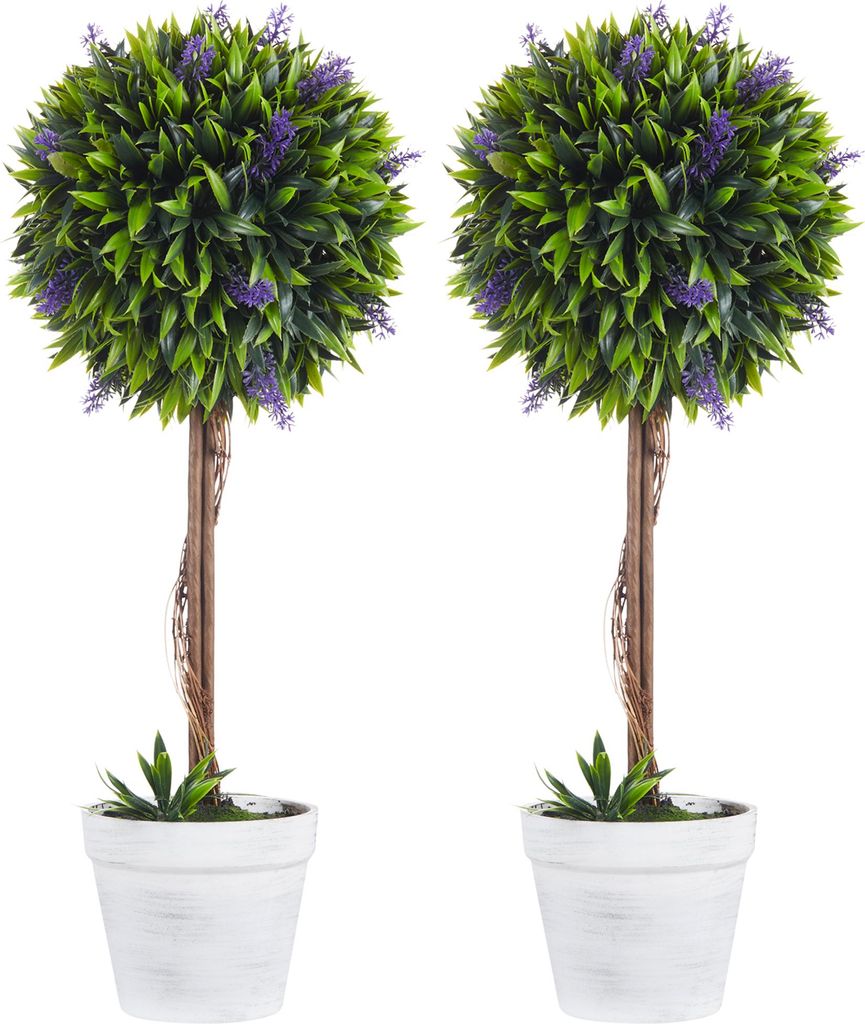 Kunstpflanze Lavendel 2er-Set Künstliche Pflanzen, 60 cm Zimmerpflanze im Topf, Kunstbaum mit Kunstmoos für Indoor, Outdoor