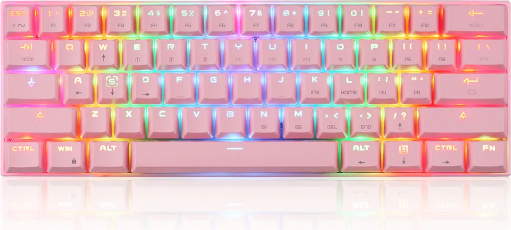 Motospeed CK62 Clavier Mécanique 61 Touches Bluetooth et USB Rose RGB