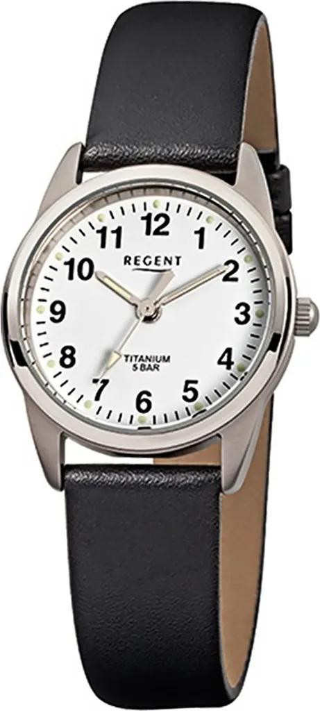 Montre Femme Analogique en Titane Léger et Bracelet en Cuir Noir Regent
