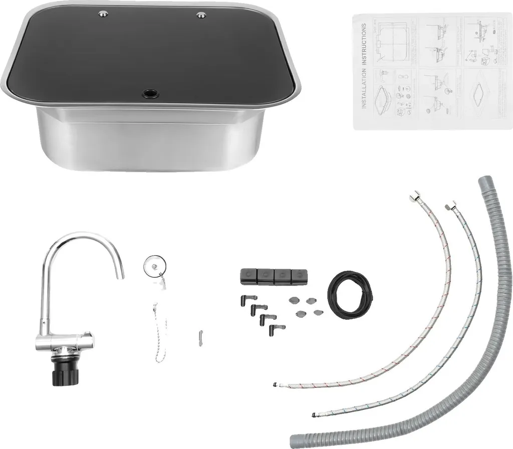 Évier de Cuisine pour Caravane en Inox Durable - Modèle Argenté 32cm