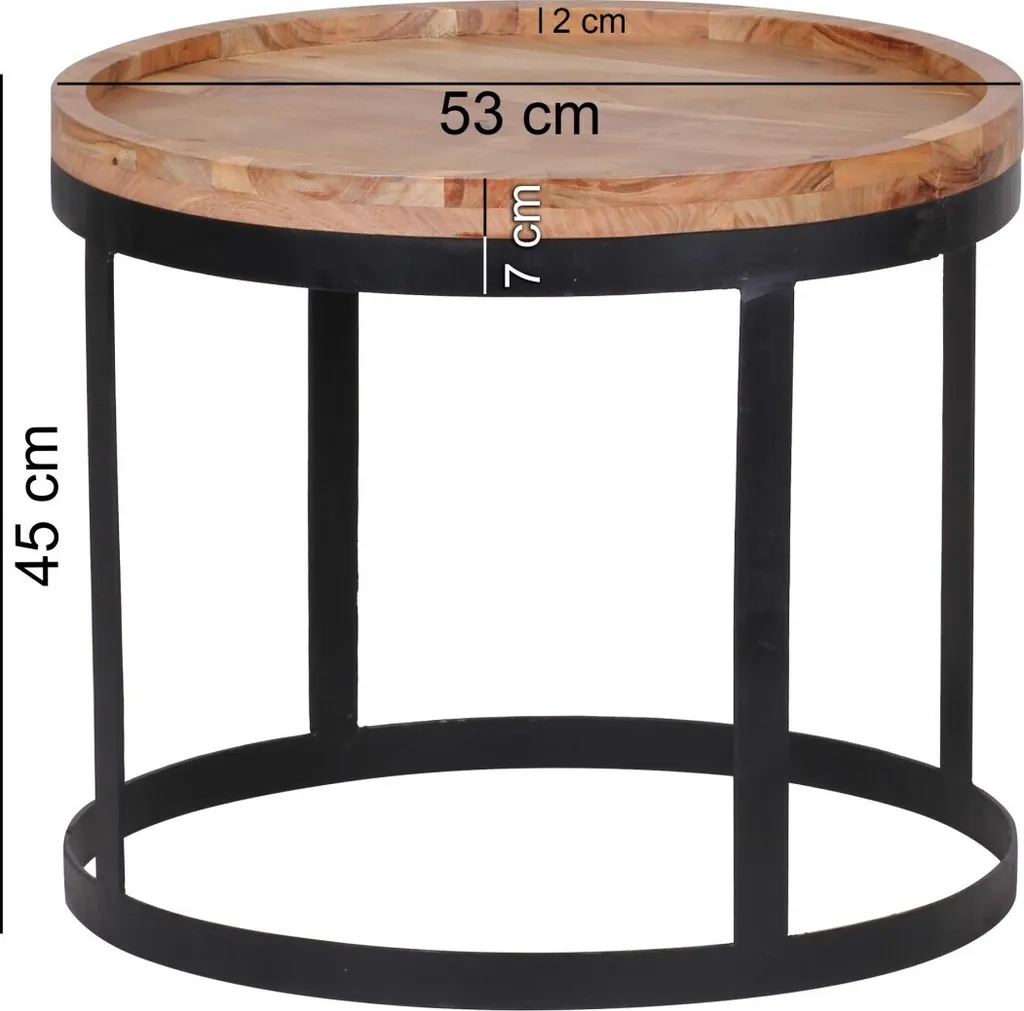 Petite Table de Salon en Acacia massif - Set de 2 d'appoint Gain Place