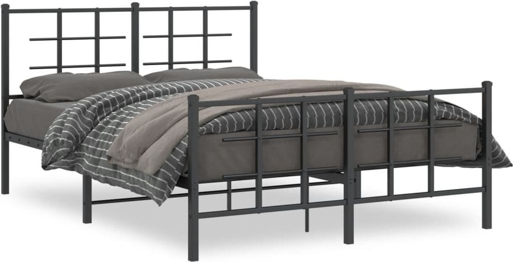 Bettgestell mit Kopf- und Fußteil Metall Schwarz 140x190 cm 355579