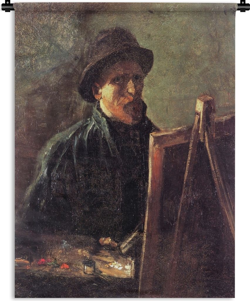 MuchoWow Wandteppich Wandbehang Selbstbildnis als Maler - Vincent van Gogh 120x160 cm Tapisserie Dekoration Wandtuch - Wohnzimmer - Moderne