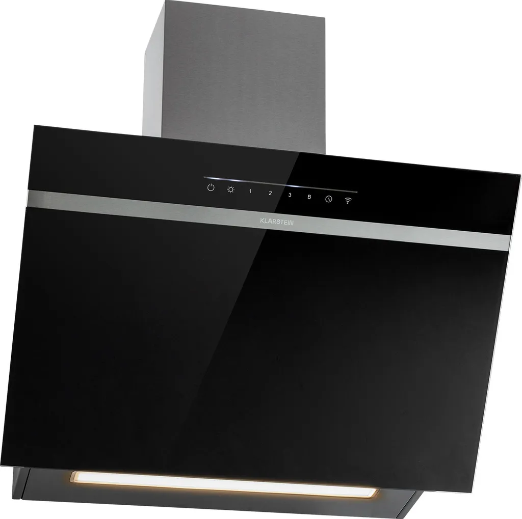 Klarstein Hotte aspirante 60cm noire 514m³/h avec Wi-Fi et filtres Inox