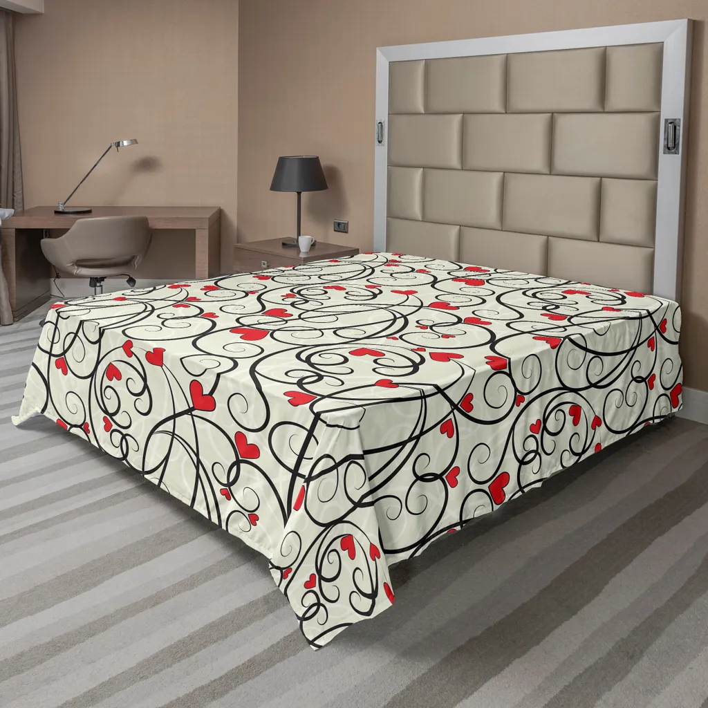 Drap plat ABAKUHAUS Chers draps 260x228 cm avec motif floral vermillon
