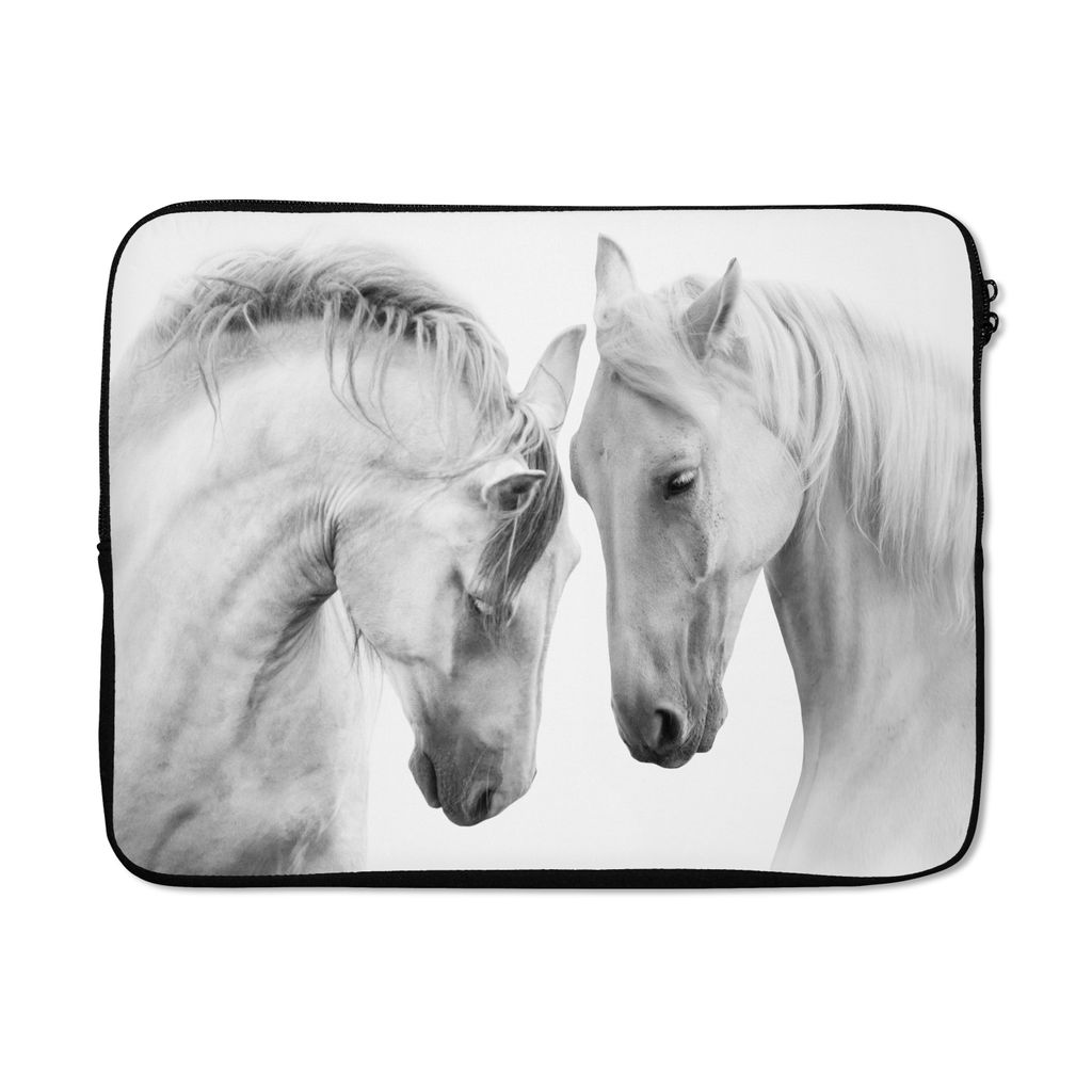 MuchoWow Laptop Hülle 15 Zoll Pferd - Tiere - Porträt - Weiß Laptoptasche - Laptoptasche - Sleeve - Rundum-Schutz