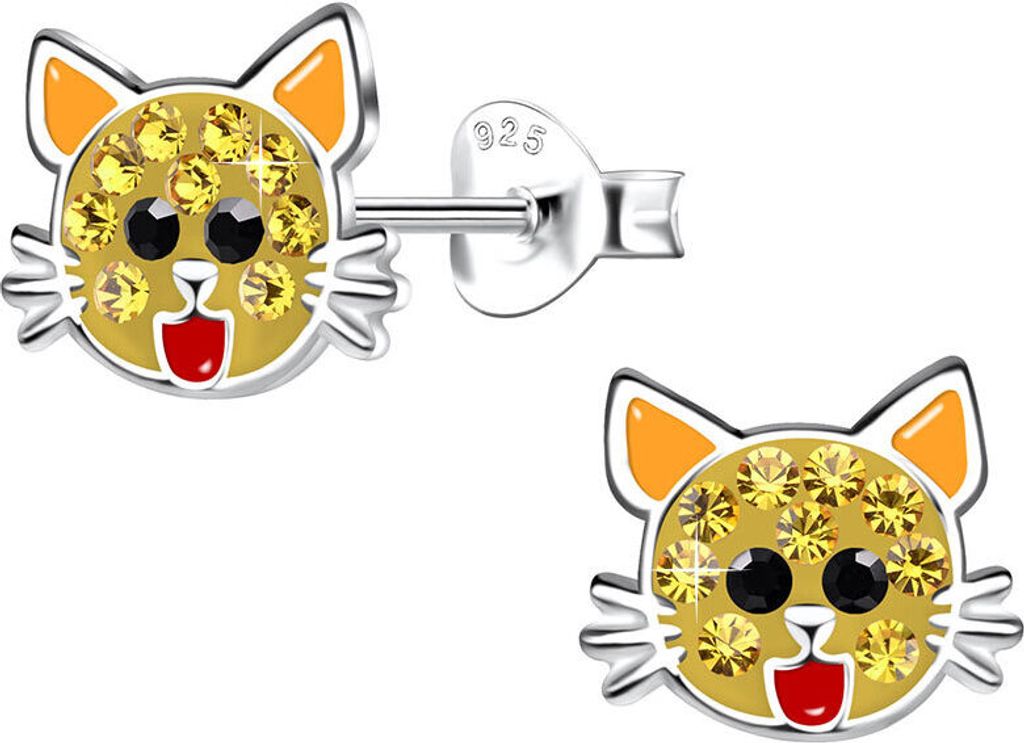 Ohrringe Mädchen Silber 925: Ohrstecker Katze