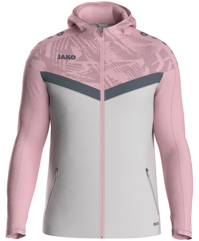 JAKO Damen Kapuzenjacke Iconic, Farbe:soft grey/dusky pink/anthra light, Größe:40