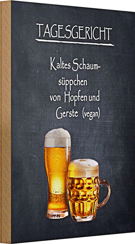 Holzschild Bier 20x30cm Tagesgericht Schaum-Süppchen kalt