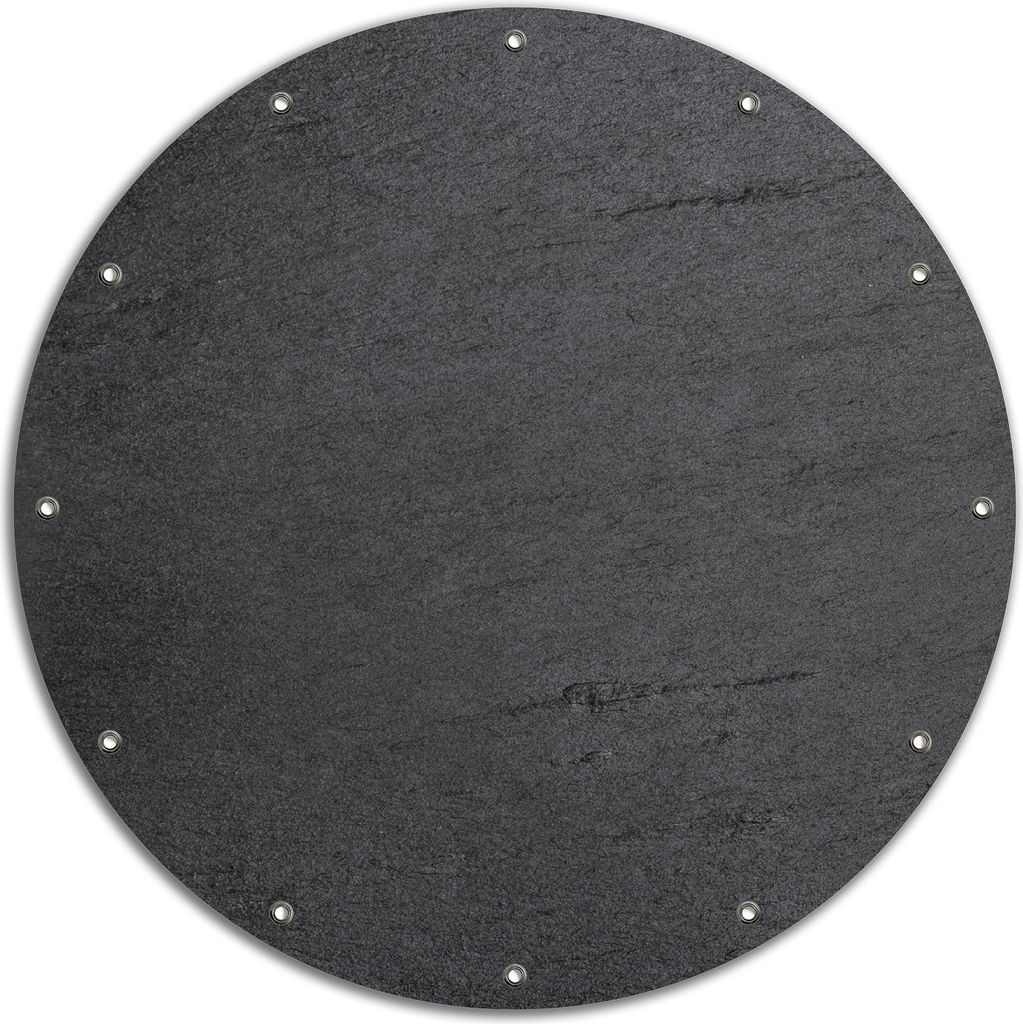 Wallario rundes Outdoor-Poster für Garten oder Balkon, Motiv Schwarze Schiefertafel Optik - Steintafel, 90 cm Durchmesser