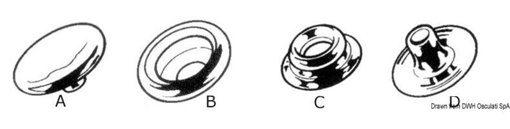 Edelstahl Druckknöpfe A und B - Osculati 10.303.11