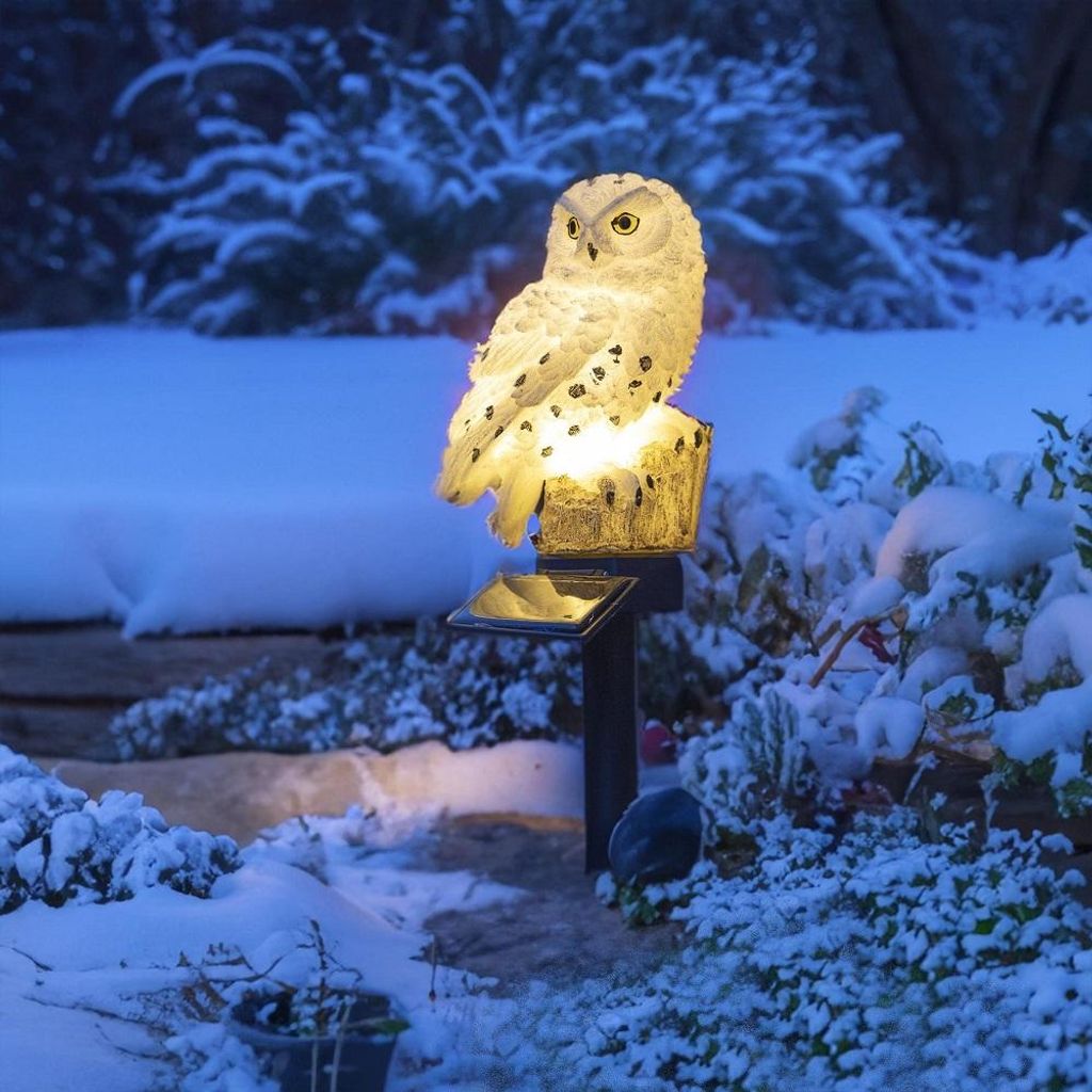 Haushalt International LED Solar Schneeeule Gartenstecker Produktbild 