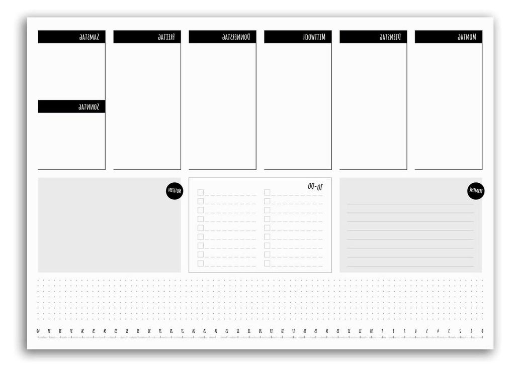 Schreibtisch-Unterlage To-do schlicht I dv288 I DIN A3 I 25 Blatt I Wochenplan Wochenplaner Schreib-Unterlage Organizer zum Beschreiben neutral