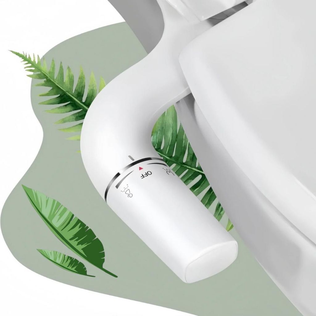 WC Bidet Dusche Aufsatz, Zweidüsen Bidetbrause mit Druckregelung, Einziehbare selbstreinigende, WC-Sitz Aufsatz