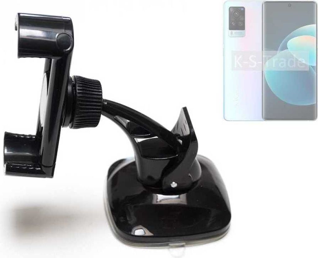 K-S-Trade kompakte Handy-Halterung Windschutzscheibe kompatibel mit Vivo X60 Pro Armaturenbrett schwarz Autohalterung KFZ Halter Scheiben-Halterung