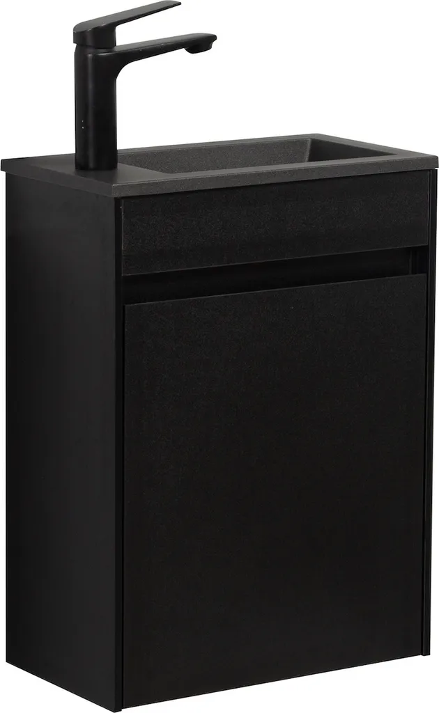 Meuble vasque gain de place Sinta 40 x 22 cm noir prêt à installer