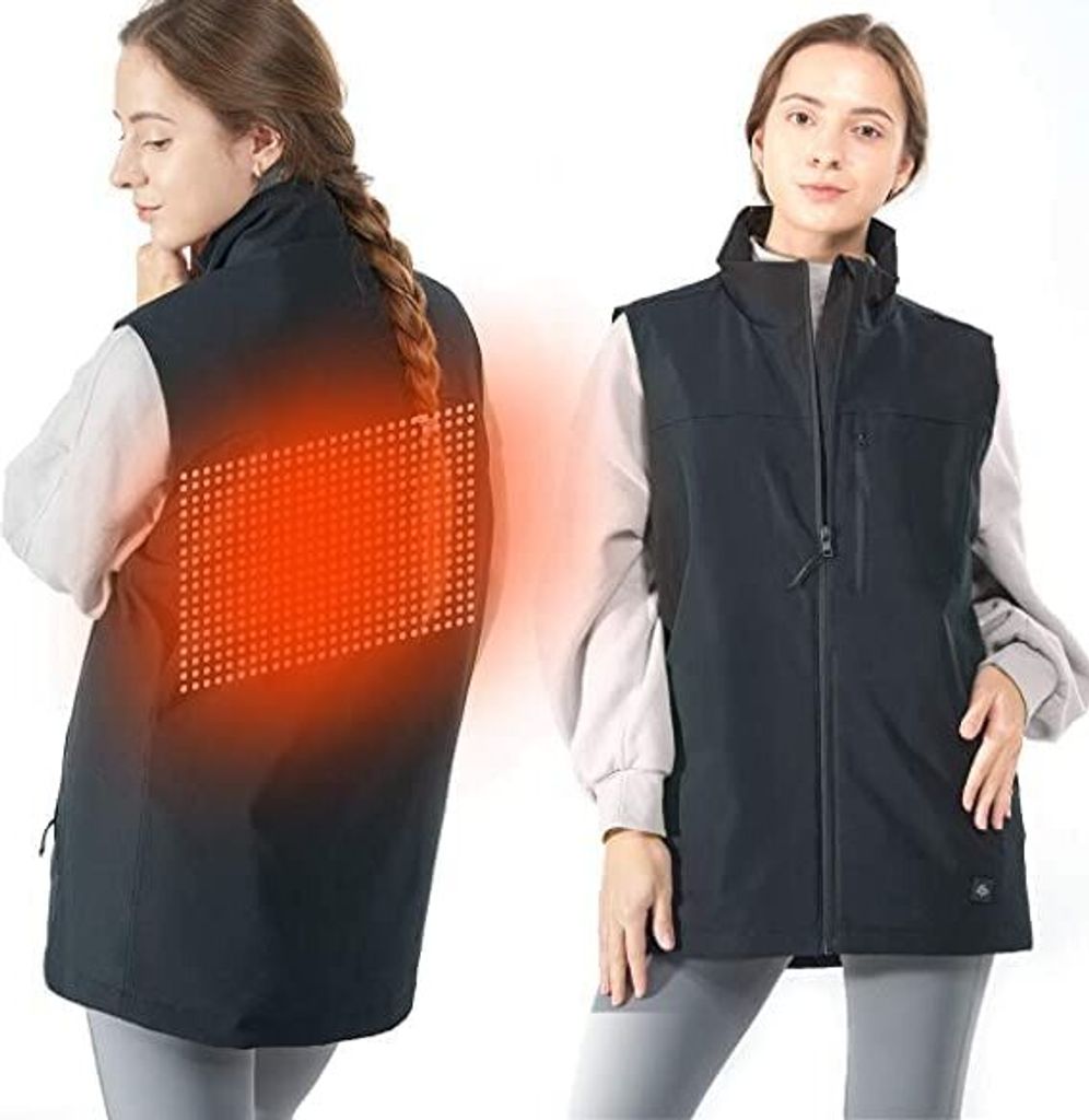 COSTWAY Beheizbare Weste Uni, Beheizbare Jacke für Herren und Damen, Heizweste mit 4 Einstellbaren Temperaturen