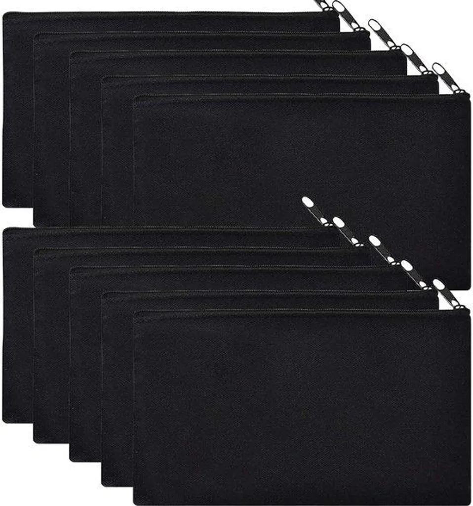 Pochette multifonctionnelle en toile avec zip, pack de 10 pochettes