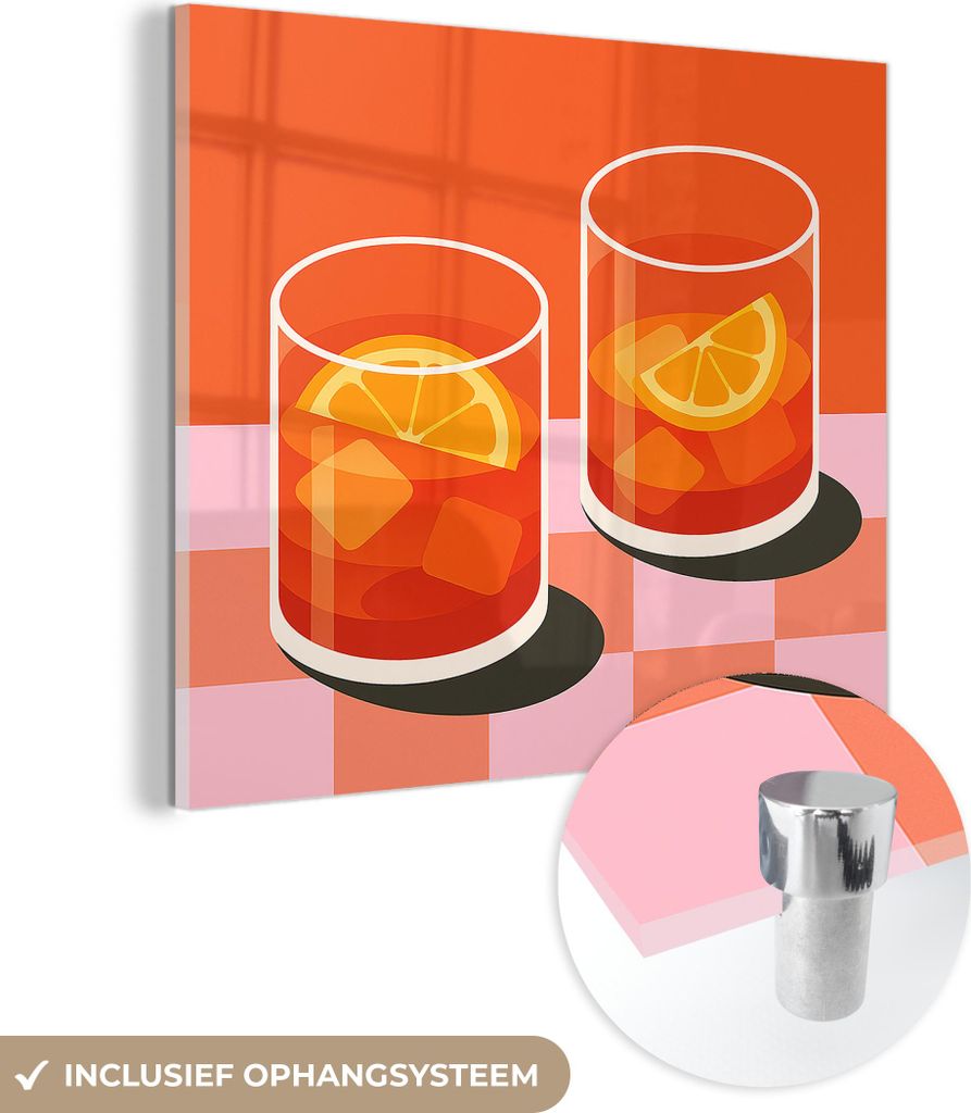 MuchoWow Glasbilder - Bilder auf Wandbild - Foto auf Glas Orange - Brillen - Orange 40x40 cm Wanddekoration aus Glas - Acrylglasbild - Acrylbilder