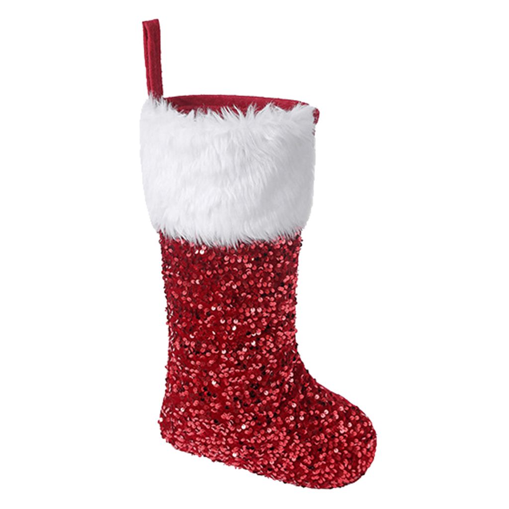 Weihnachtssocke Weiß langer Plüsch hoher Glanz Pailletten Helle Farbe Großgröße Festival Requisite wiederverwendbare Weihnachtsbaum -Orament -...