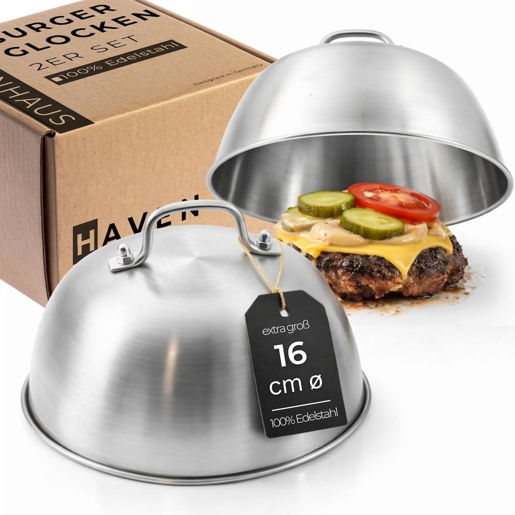 𝗛𝗔𝗩𝗘𝗡𝗛𝗔𝗨𝗦 Burgerglocke Edelstahl 2er Set 16cmø I Produktbild 