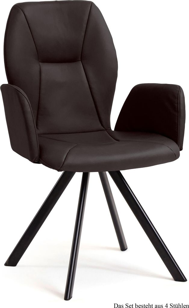 Armlehnstuhl (4er-Set) Denna 58x92x60 Schwarz/Espresso