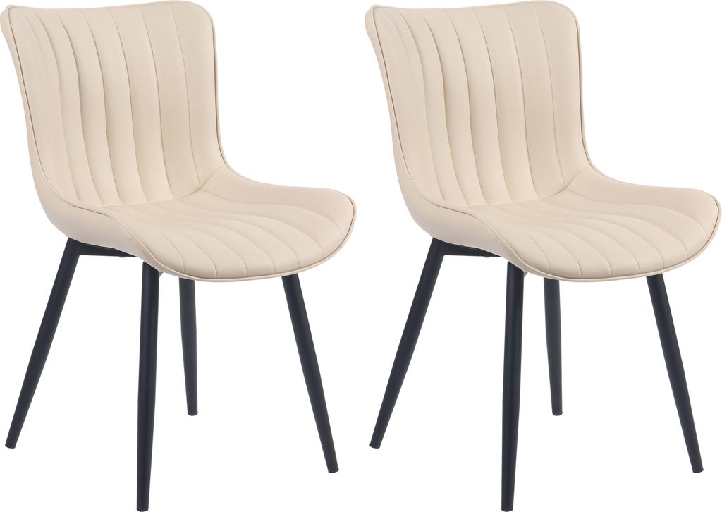 2er Set Stühle HLO-CP10 Kunstleder creme