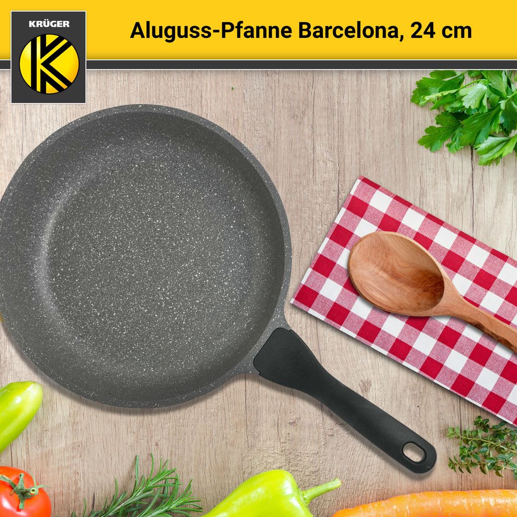 Karl Krüger 21724BAR Aluguss-Pfanne Barcelona - Bratpfanne mit hochwertiger Antihaft-Versiegelung, 24 cm