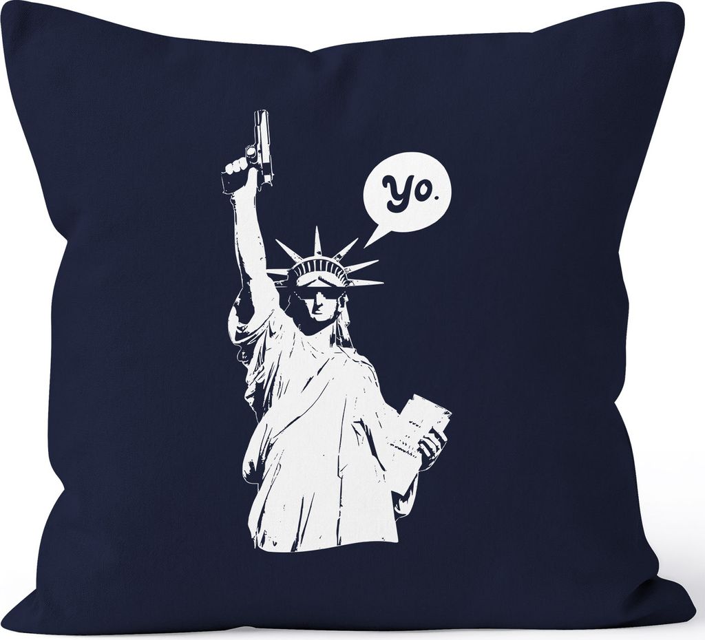 Kissenbezug Freiheitsstatue Liberty Statue 40x40 Baumwolle MoonWorks navy unisize