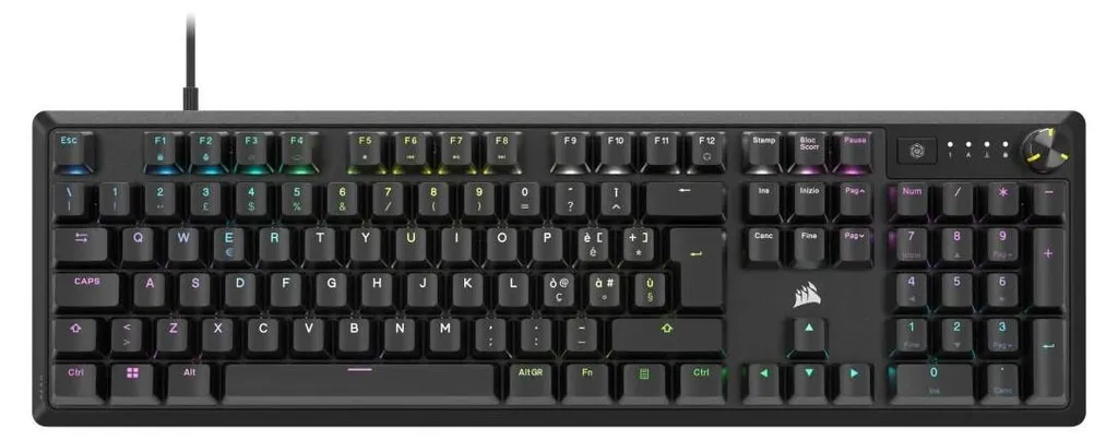 Clavier Gamer Corsair K70 CORE RGB Switches Linéaires Layout Italien