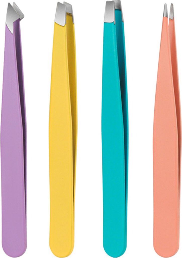 4 Teile/satz Slant Augenbrauen Pinzette Set Edelstahl Eingewachsene Haare Entfernung Werkzeug Flache Mund Augenbrauen Clip Set