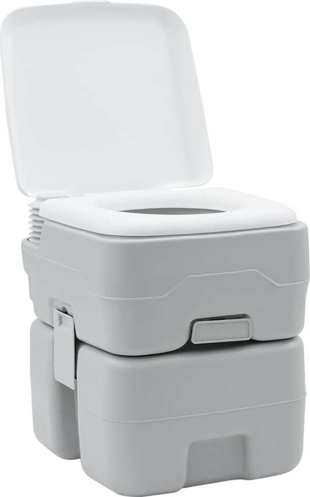 vidaXL Camping-Toilette Grau und Weiß 41,5 x 36,5 x 42 cm Polyethylen
