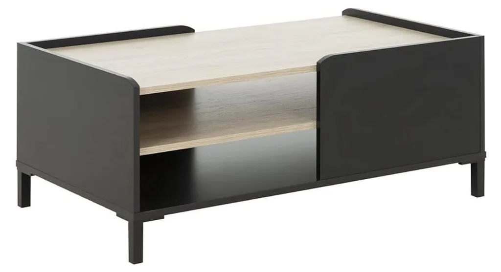Table basse de salon avec niches étagères bois clair Amsterdam - 6