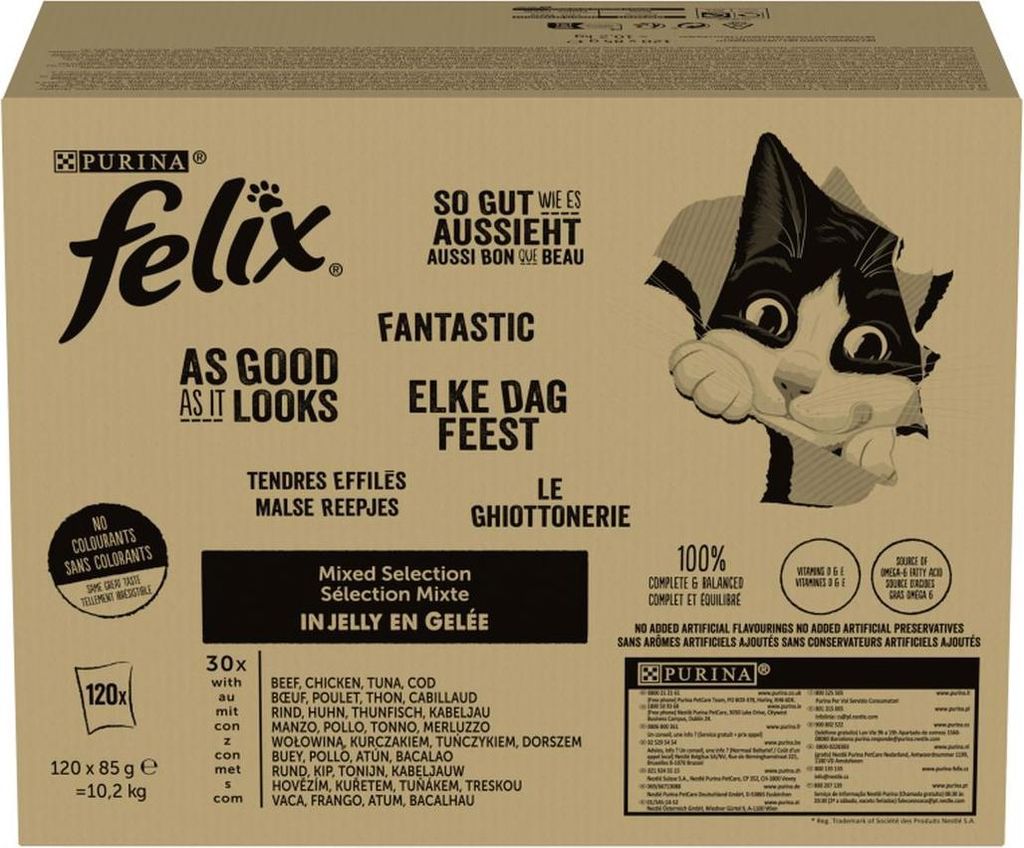 Felix Fantastic Karma Dla Kotów W Galaretce 10,2 Kg (120 X Zdjęcie produktu 