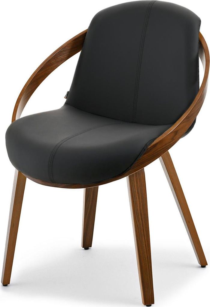 A studio shot of a modern dining chair.
