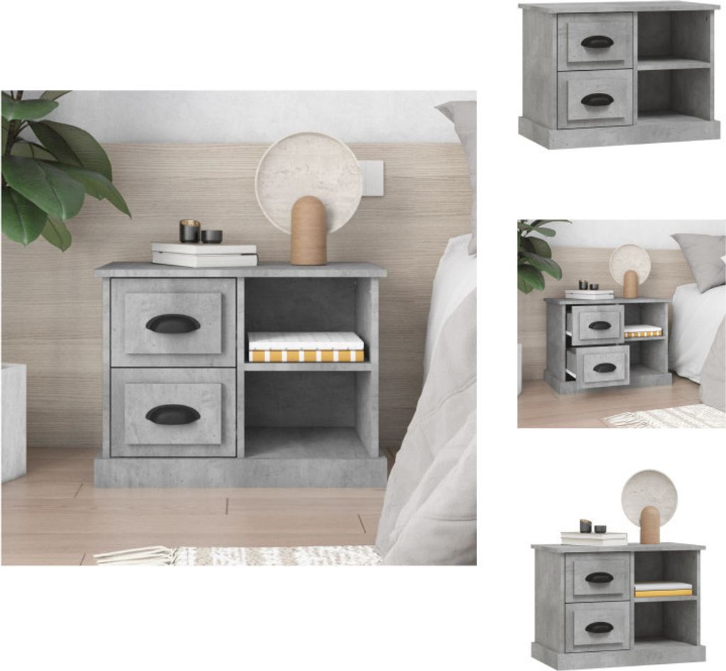 vidaXL Nachttisch Betongrau 60x35,5x45 cm - Nachttische