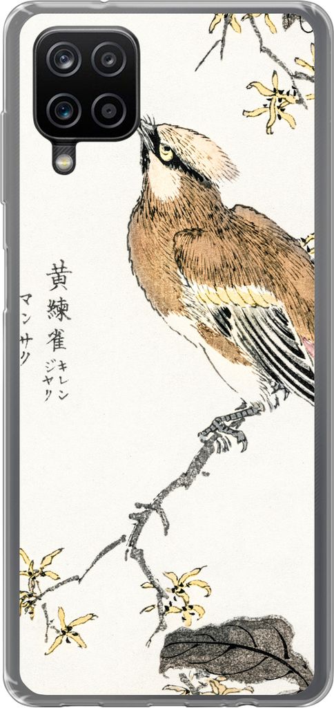 MuchoWow Handyhülle Schutzhülle Hülle für Telefoonhoesje Samsung Galaxy A12 Vintage - Vogel - Japanisch - Schriftzeichen Silikon Softcase Han...