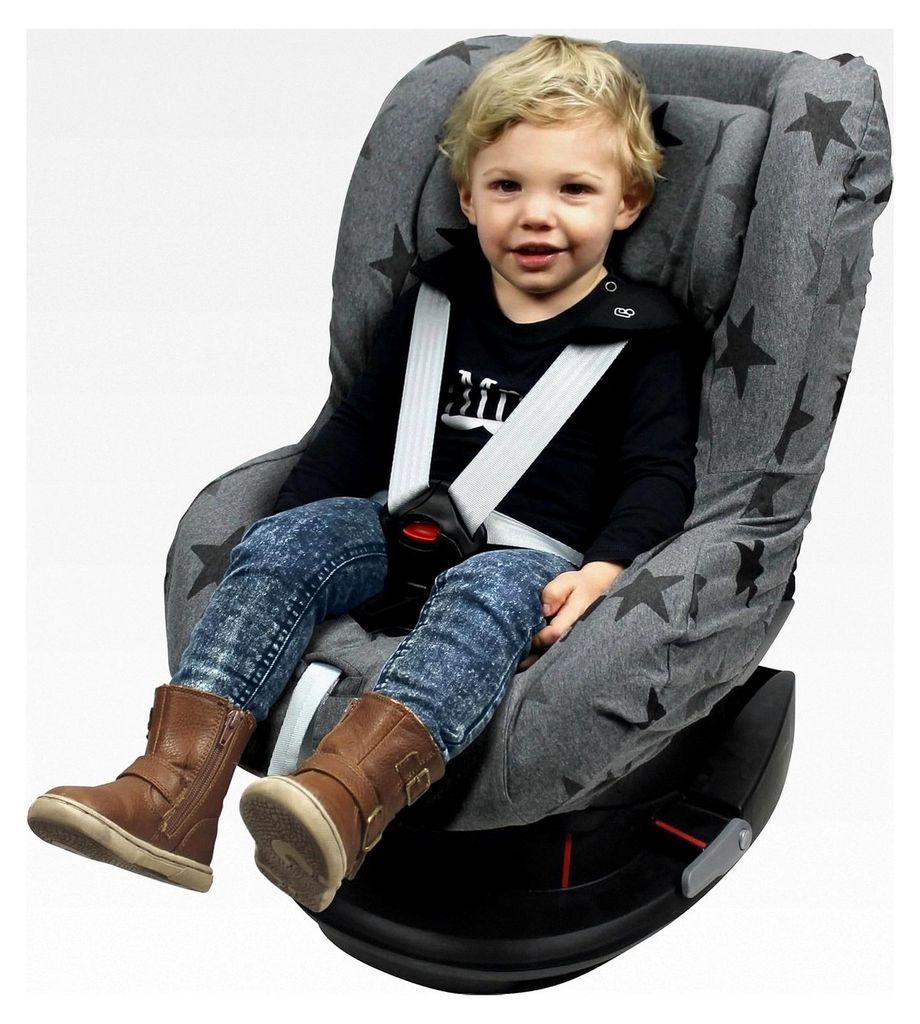 Sitzbezug Grey Stars für Kindersitz, universelle Passform für viele gängige Modelle, Altersgruppe 1+, 9 - 18 kg, für 3- und 5-Punkt-Gurtsystem,...