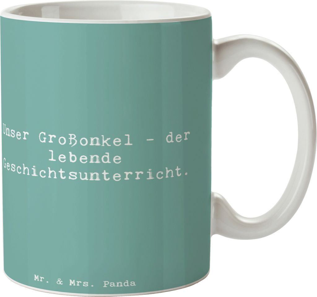 Mr. & Mrs. Panda Tasse Spruch Großonkel Geschichtsunterricht - Meeresbrise - Geschenk, Kaffeetasse, Keramikbecher, Anekdoten, Familienzeitzeuge, T...