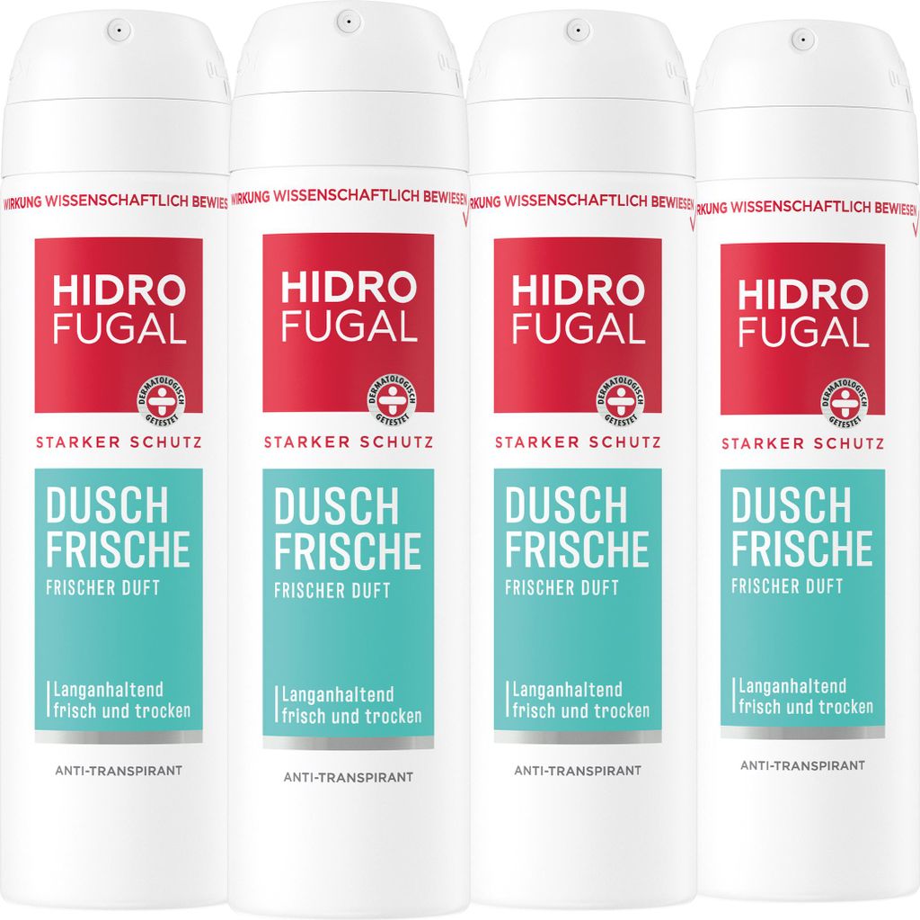 HIDROFUGAL Deo Spray DUSCH FRISCHE Starker Anti-Transpirant Schutz 4 x 150 ml