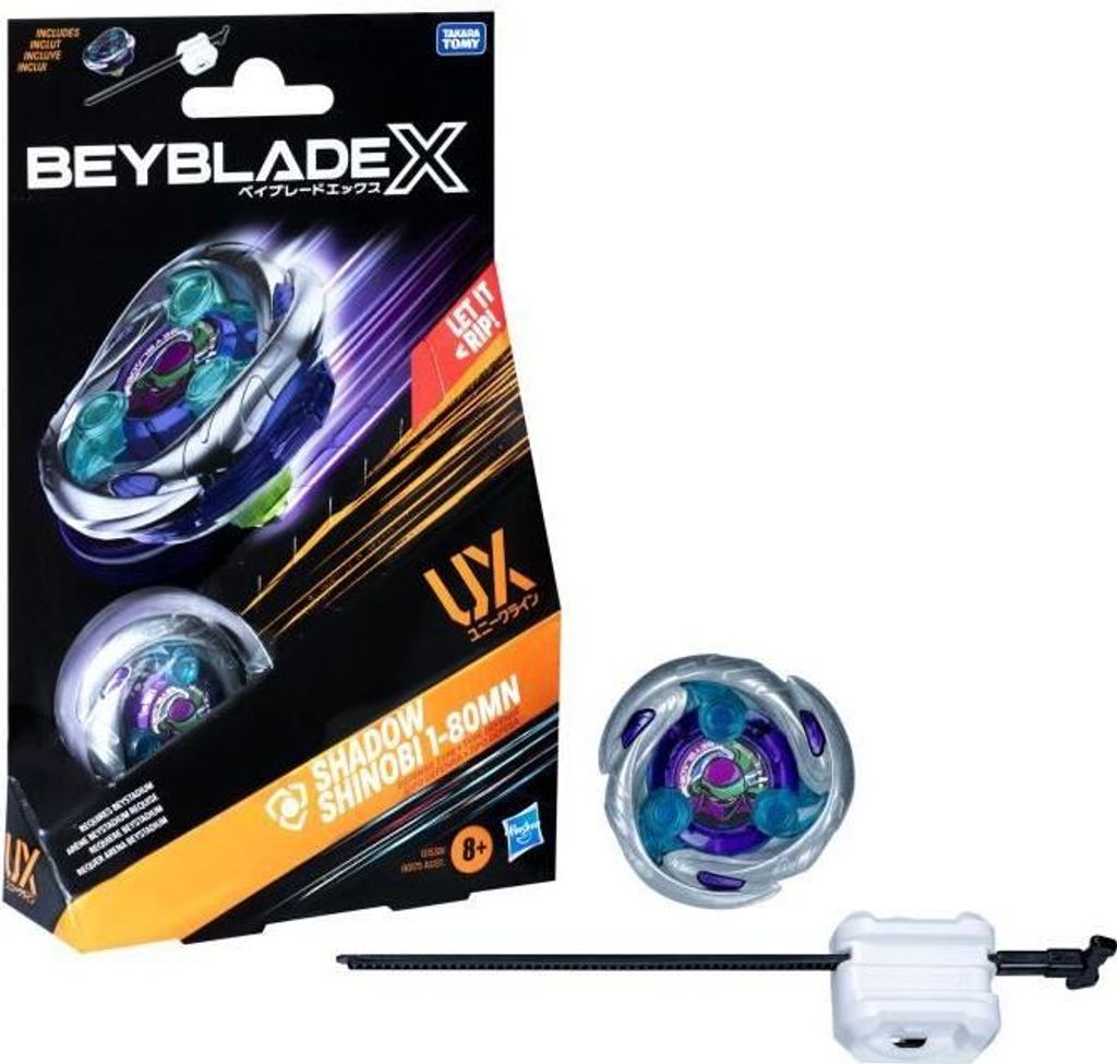 Beyblade X Starter Pack Shadow Shinobi 1-80MN UX mit Verteidigungs-Kreisel und Launcher - ab 8 Jahren