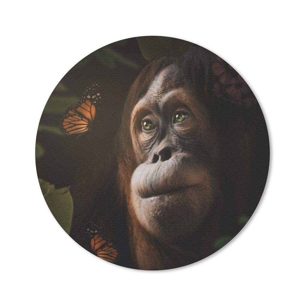 MuchoWow Mauspad Mousepad Schmetterling - Affe - Dschungel 50x50 cm - Mousepads - Maus Mat - Pad - Mausunterlage - Vinyl